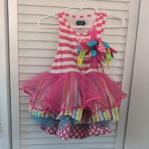 Mud Pie Pink Striped Party Dress, Excellent Used Condition, 12-18 mo